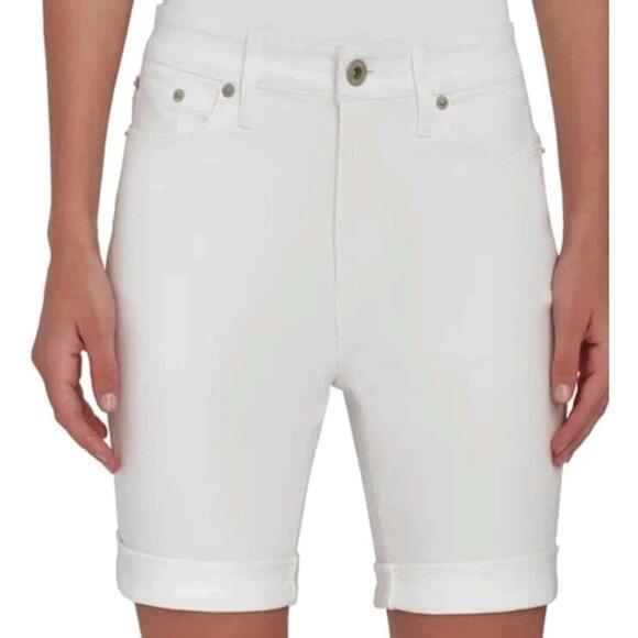 DKNY Jeans Stretch Denim Shorts Rolled Cuffs Women's Size 6 White  NWT - Picture 1 of 11